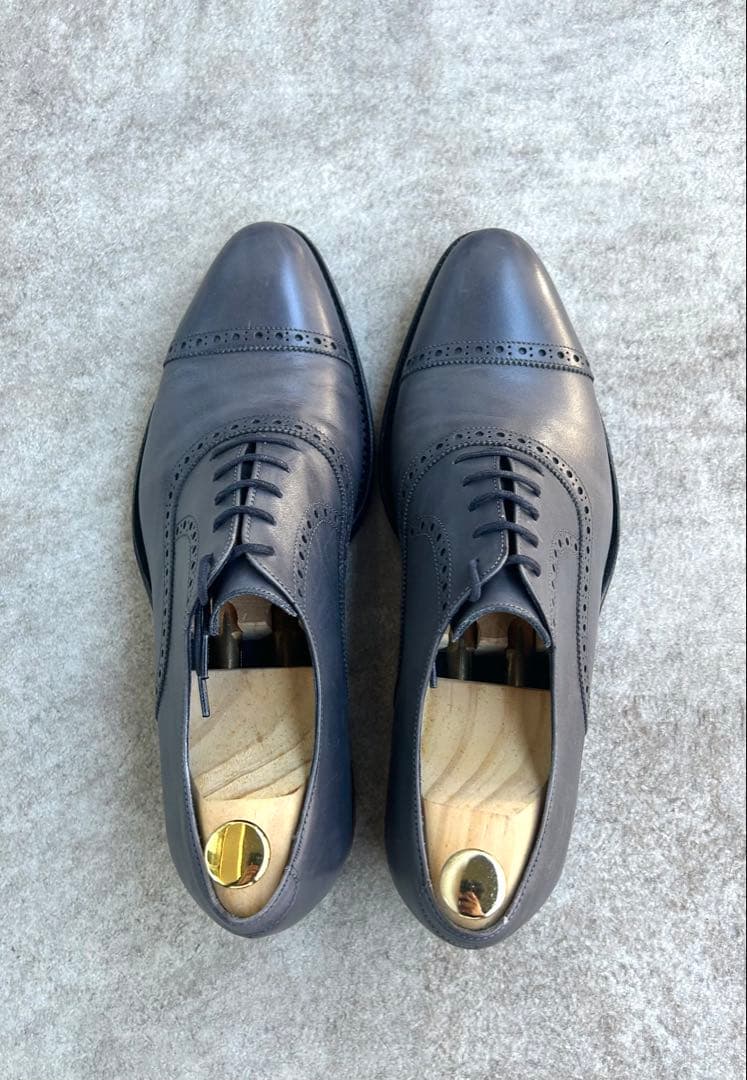 【美品】ジャランスリワヤ　クォーターブローグ　グレー　シューキーパー付