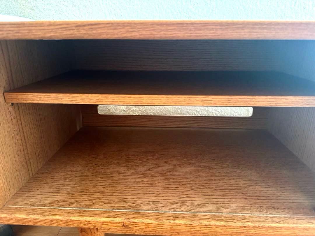 unico AV・TVボードキャビネット オーク材 テレビ台 ガラス扉付き