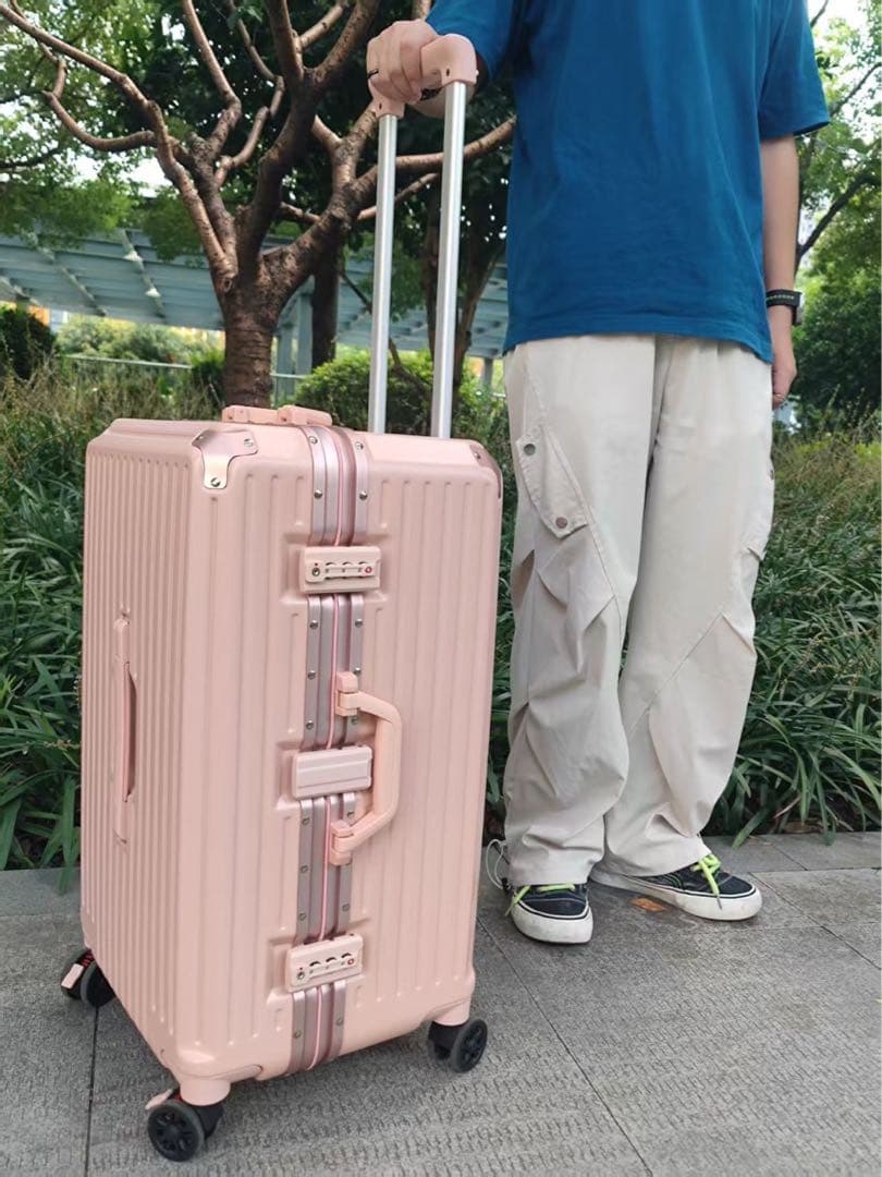 スーツケース キャリーバック 大型 大容量 多機能 アルミフレーム Lピンク