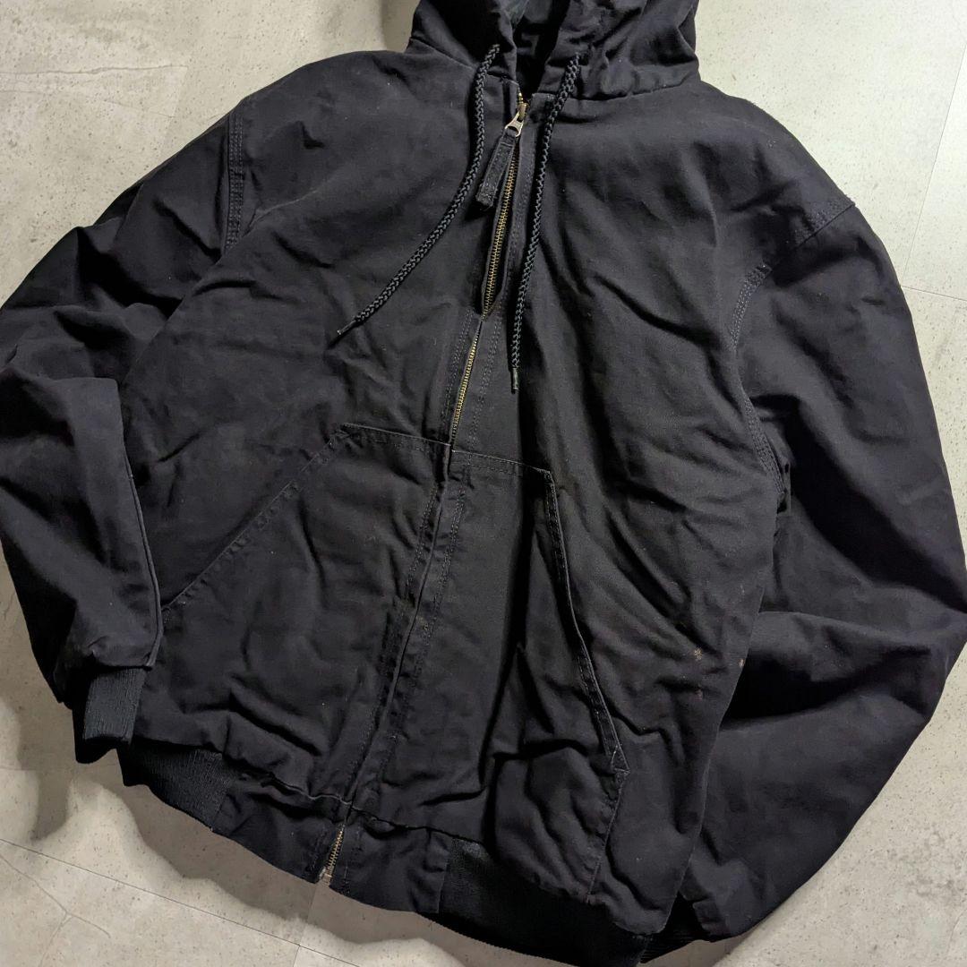 BLUE MOUNTAINフルジップダック地アクティブジャケット中綿ペンキ汚れ黒