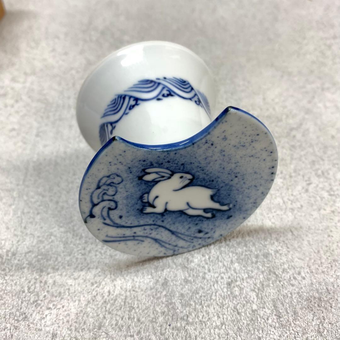 蓋置 高野昭阿弥 月兎 共箱 干支 うさぎ 茶道具 茶の湯 波 B-1