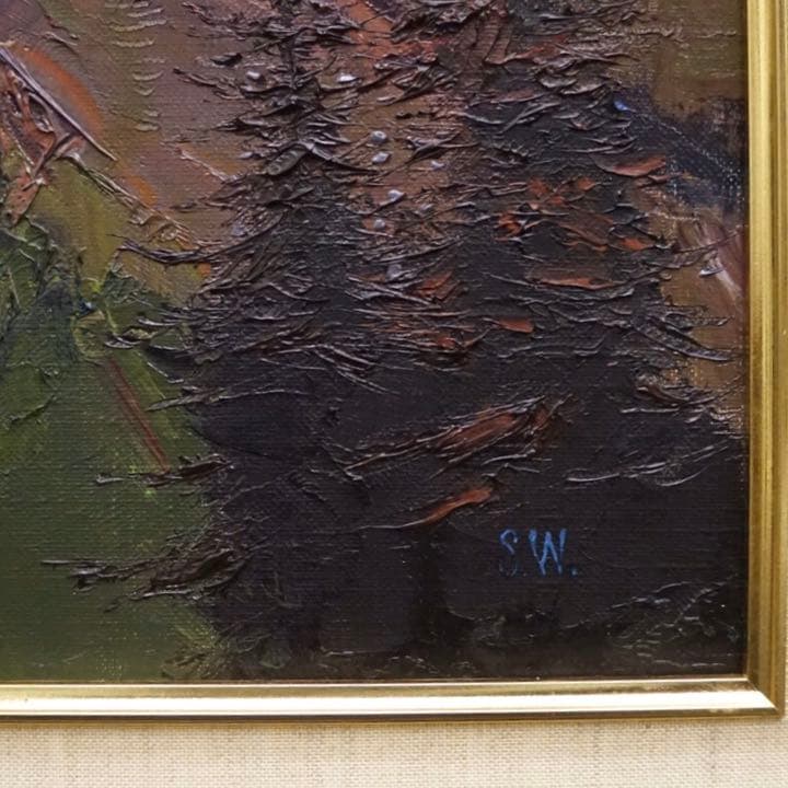 若井繁雄10号油彩画 油絵 絵画 肉筆画 原画 高級額装 アート 風景画 古美術