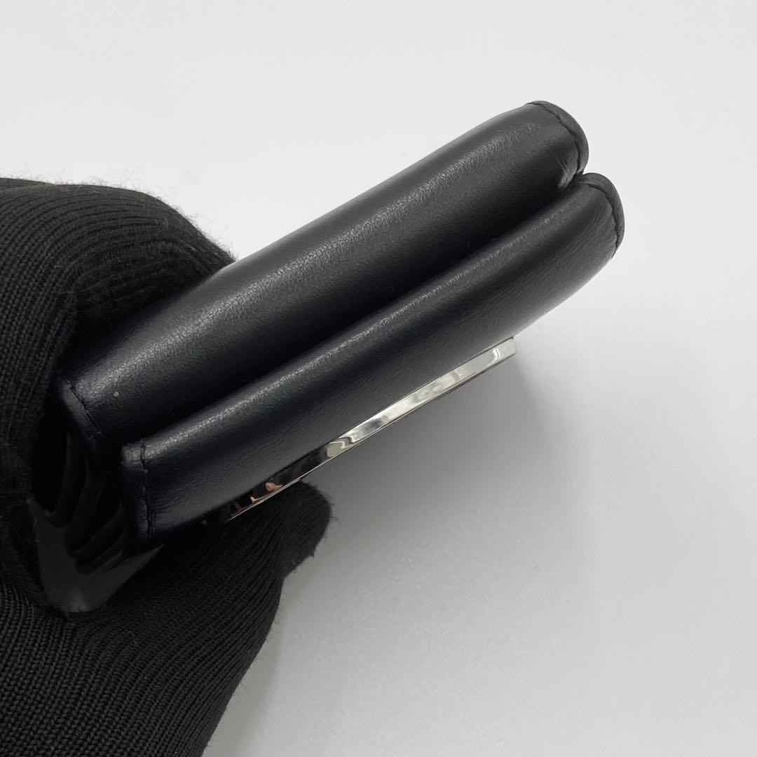 極美品　DISEL 三つ折り財布　1dr オーバル　ロゴ金具　レザー　ブラック