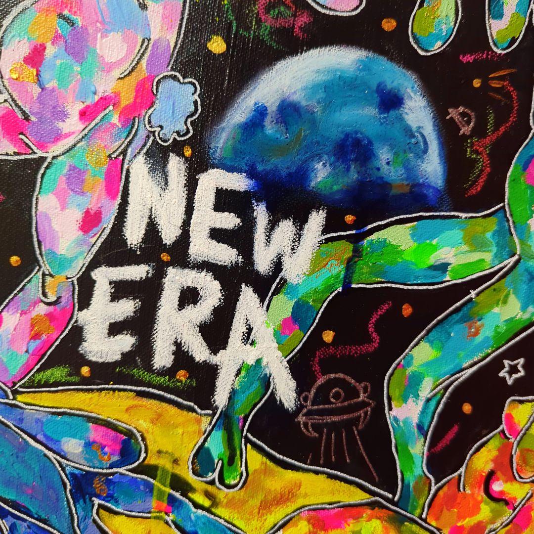 【一点物現代アート】月の裏側でダンスするうさぎの絵【F8号】