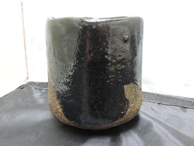 道八作　黒筒茶碗　保存箱有　M１３１２