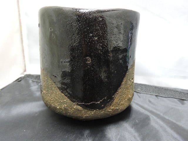 道八作　黒筒茶碗　保存箱有　M１３１２