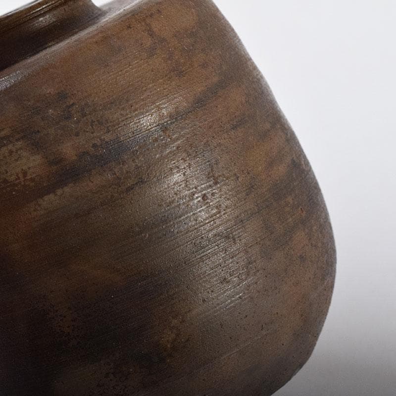 茶道具　備前焼　小西陶古作　茶入　正絹古代名物裂仕覆付　共箱　V　7637