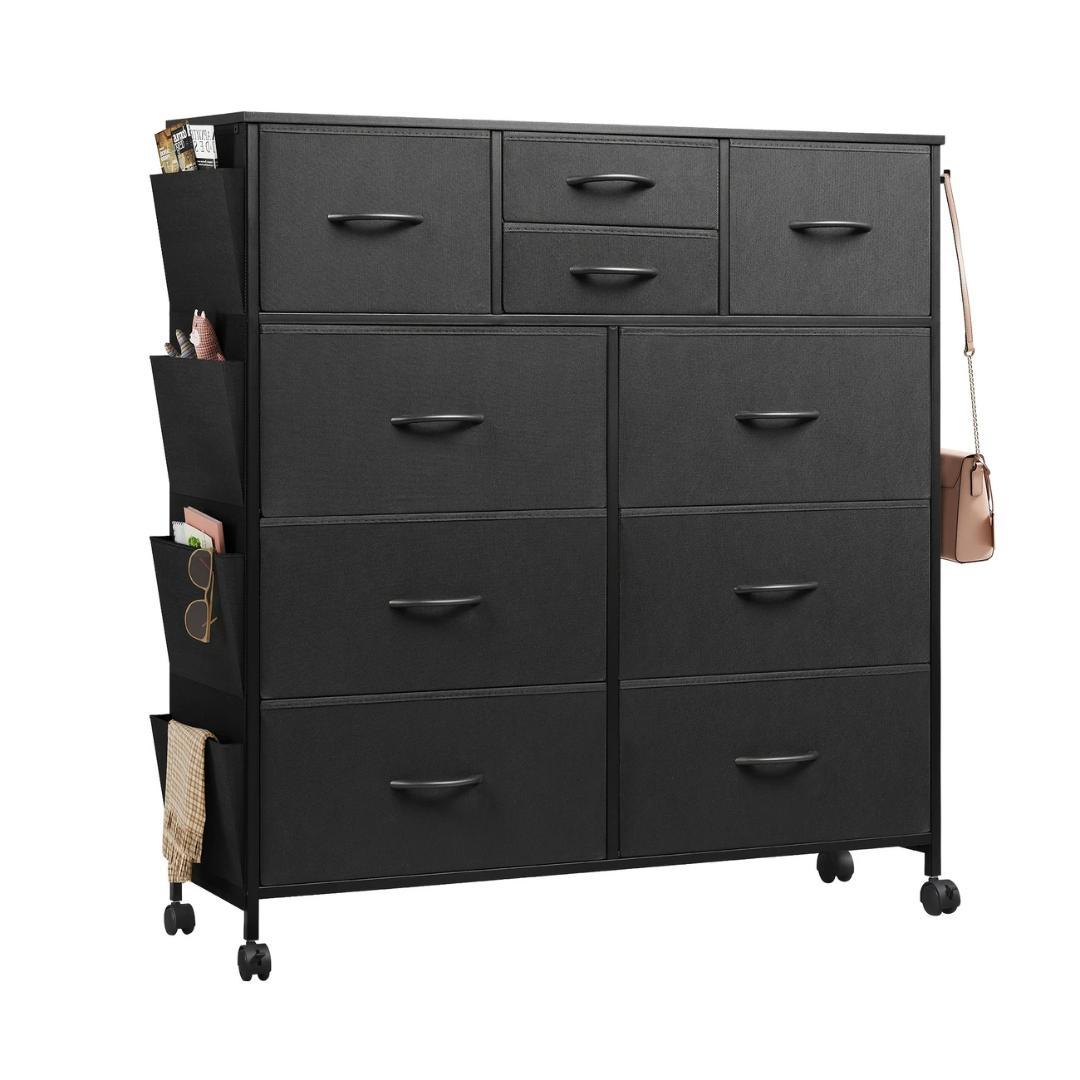 キャスター付きチェスト＆サイドポケット、4段引き出し