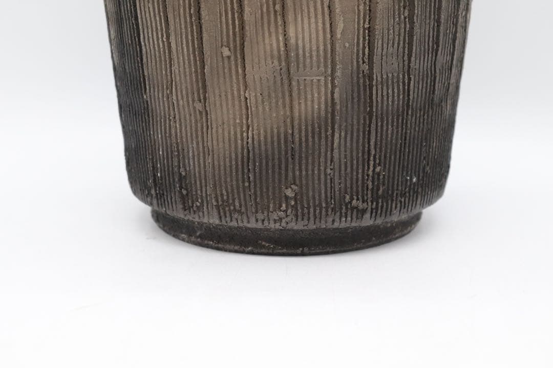 坂田甚内作　黒陶窯変深甚紋水指　茶道具　送料込み250825