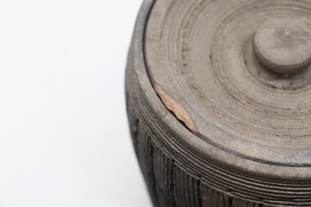 坂田甚内作　黒陶窯変深甚紋水指　茶道具　送料込み250825