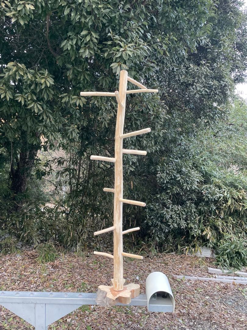 国産ヒノキ　鳥用止まり木　大型スタンド　約115.7センチ　小型中型インコ用