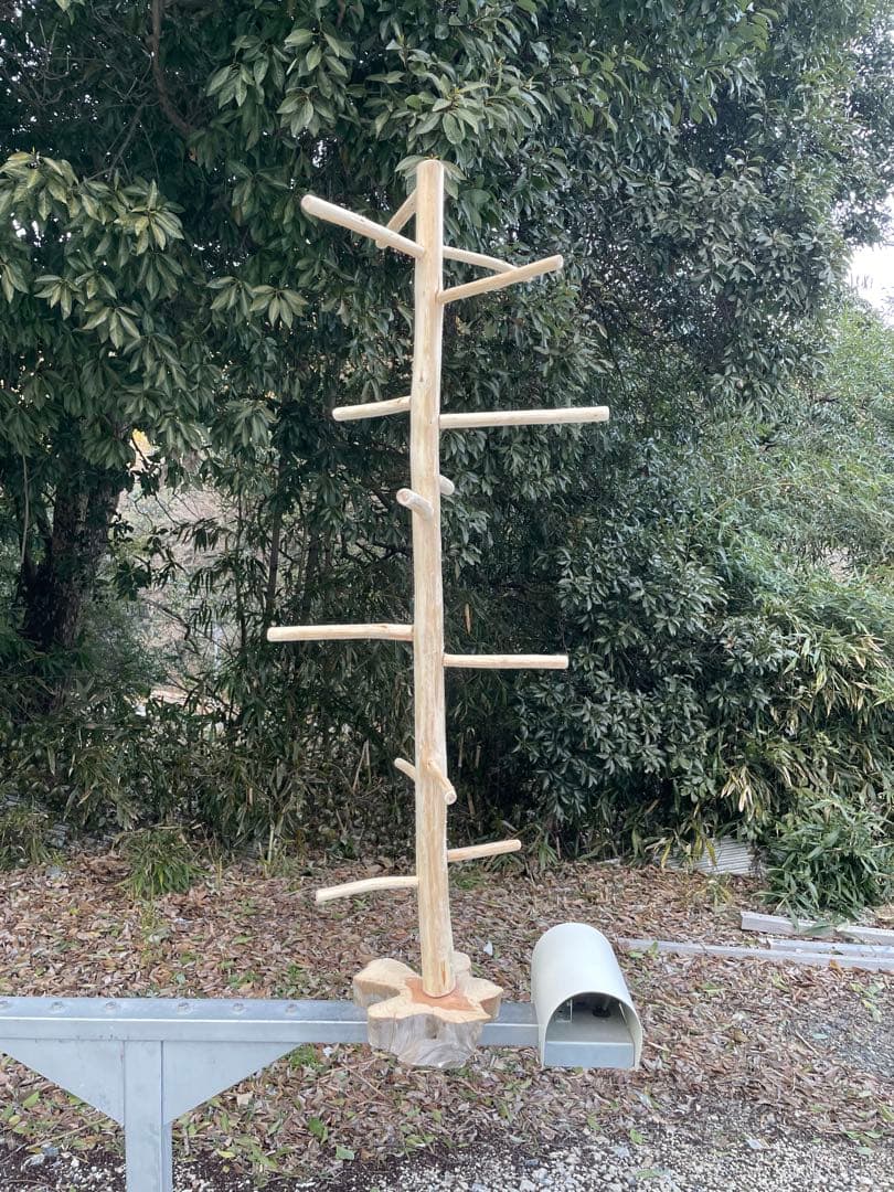 国産ヒノキ　鳥用止まり木　大型スタンド　約115.7センチ　小型中型インコ用