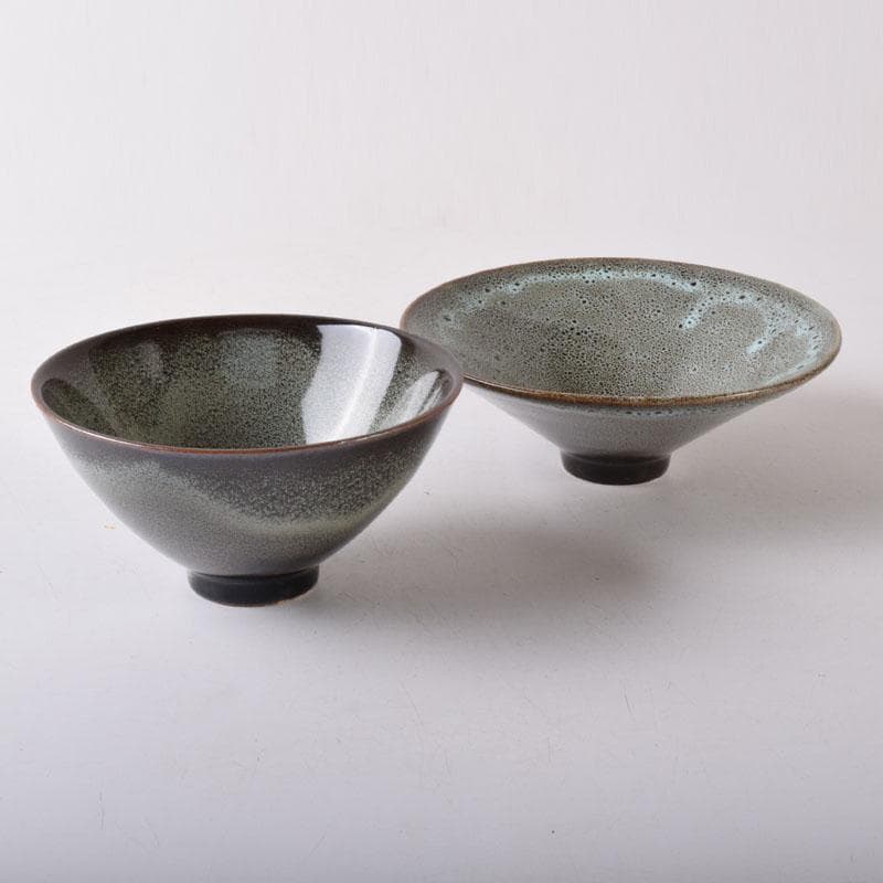 中国　磁州窯製　窯変　油滴天目茶碗　平茶碗　2点　C　7533