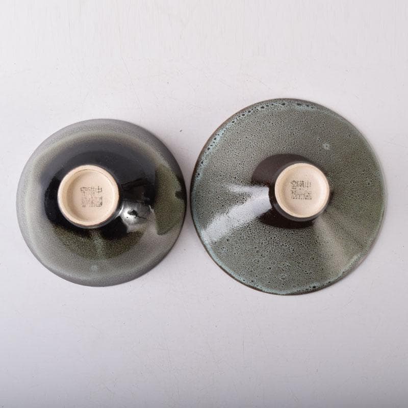 中国　磁州窯製　窯変　油滴天目茶碗　平茶碗　2点　C　7533