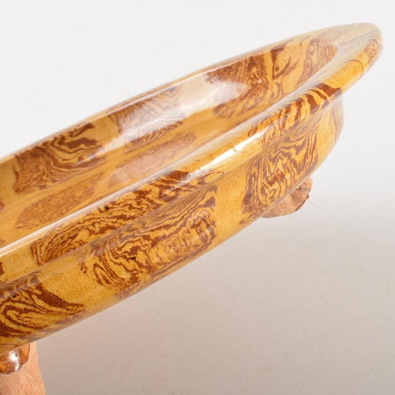 中国　唐代　練込盤　三獣足皿　V　R7271