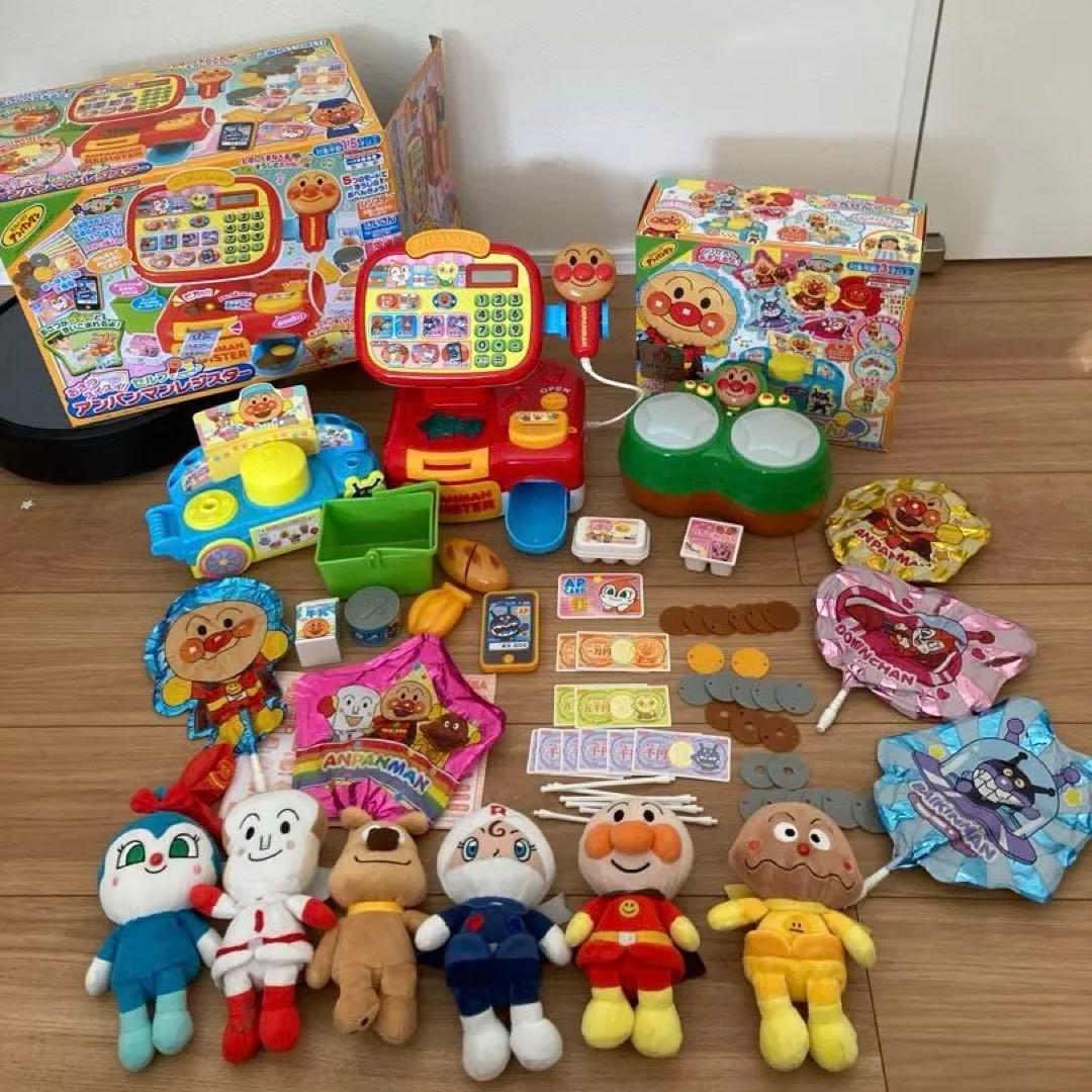 アンパンマン　おもちゃまとめ売り　レジスター　ボンゴ　ふうせんやさん　ぬいぐるみ