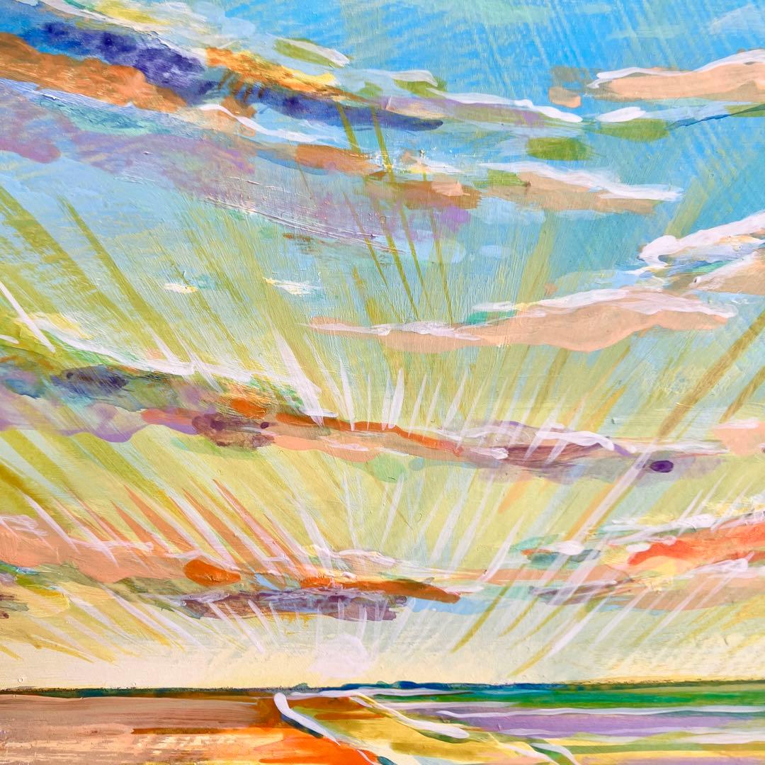 sunrise＊大きめ絵画　原画　風景画　海　空　朝日　夕日　キレイ　沖縄