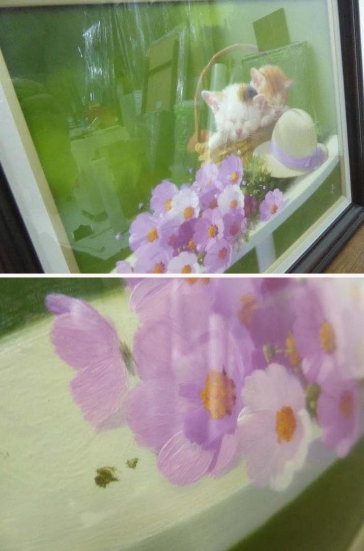 ■長岡卓■子猫 おひるね F6号 油彩 油絵 日本画 アート