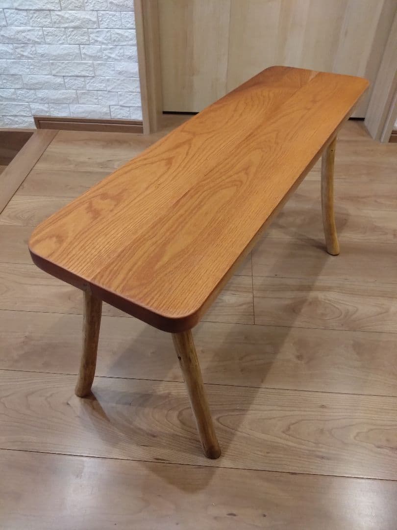 欅のベンチ79　値下げ❕テーブル　長寿のケヤキの杢目が綺麗ですよ❕脚は檜の硬い枝