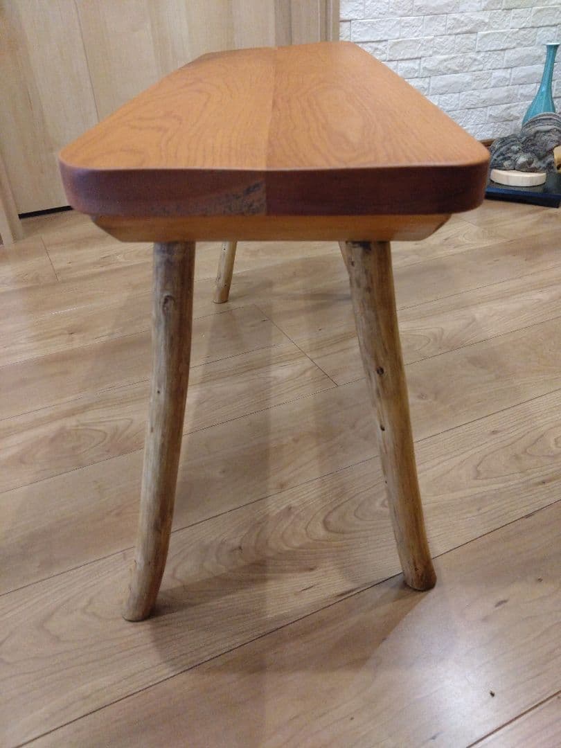 欅のベンチ79　値下げ❕テーブル　長寿のケヤキの杢目が綺麗ですよ❕脚は檜の硬い枝