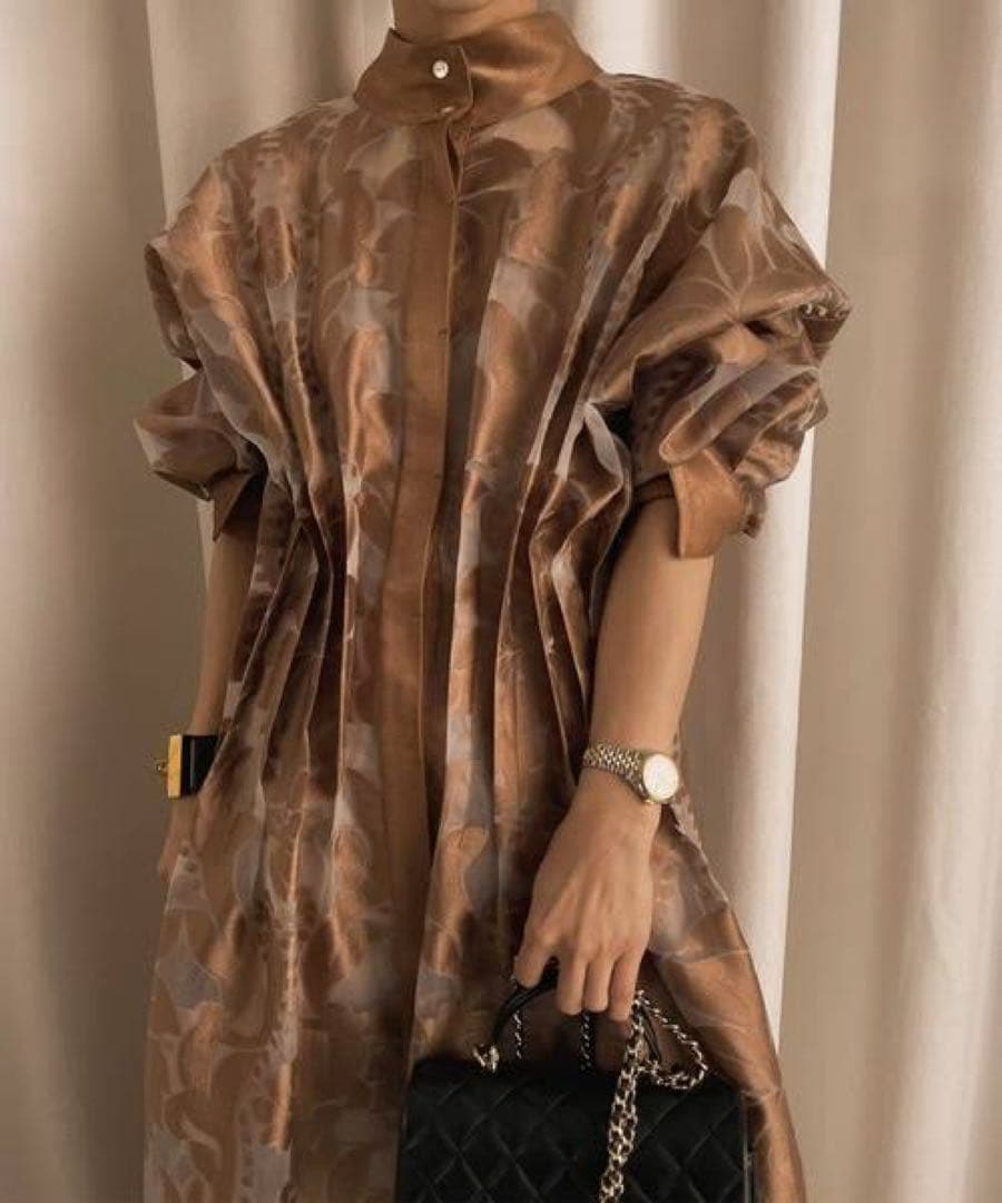 アメリヴィンテージ UND SHEER JACQUARD TUCK DRESS