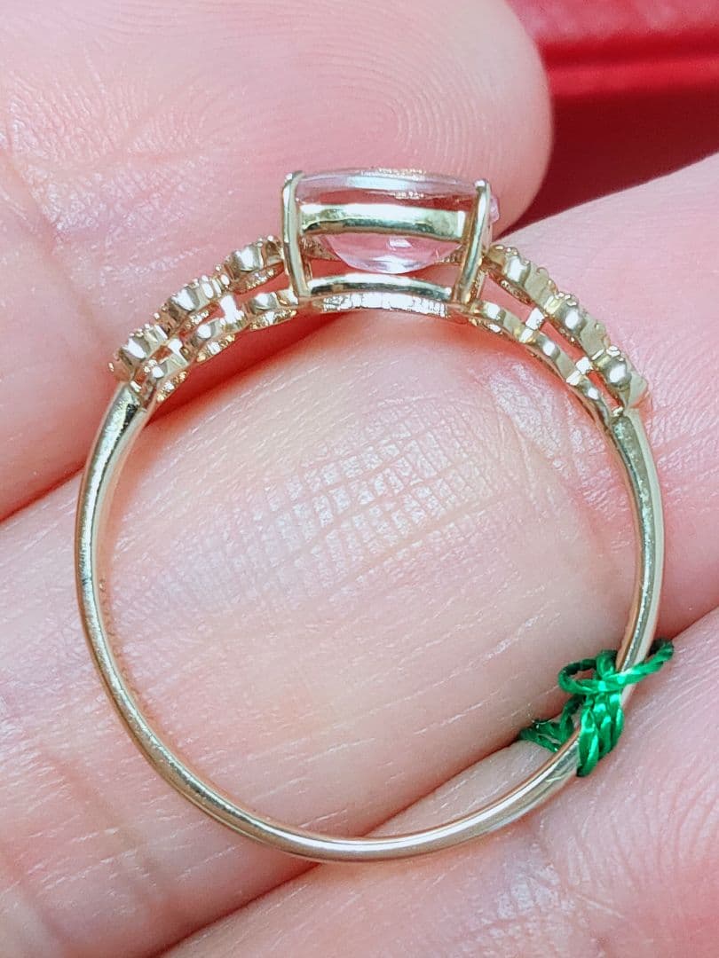 新作 未使用品 k18 天然モルガナイト ダイヤモンド リング