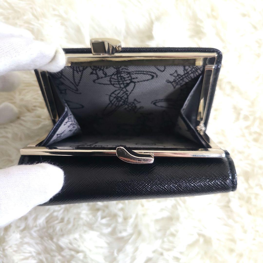 ヴィヴィアンウエストウッド 三つ折り財布 がま口 レザー オーブ ブラック