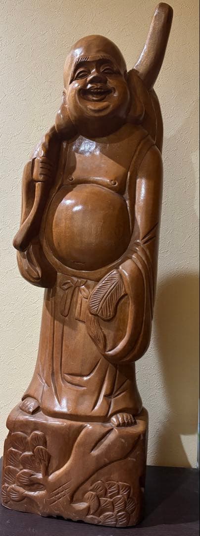 超大型 布袋様　仏像 七福神 高さ約91.5cm横幅:約25.5cm木彫　20万