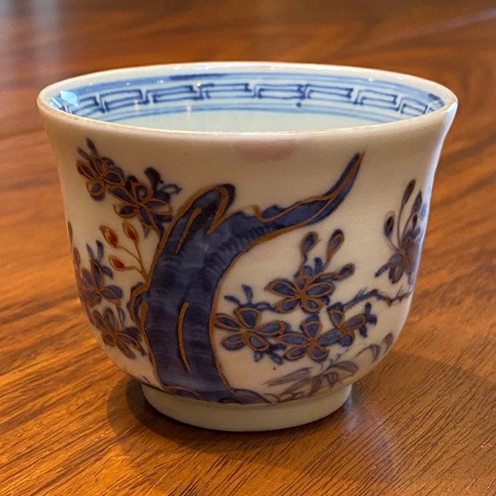 古伊万里湯呑　金彩上絵彩色