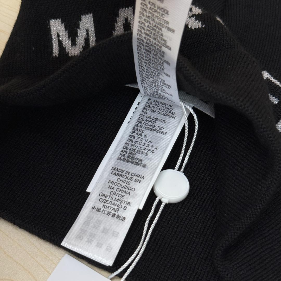 極美品 MM6 エムエムシックス メゾンマルジェラ ニット帽 ブラック ロゴ