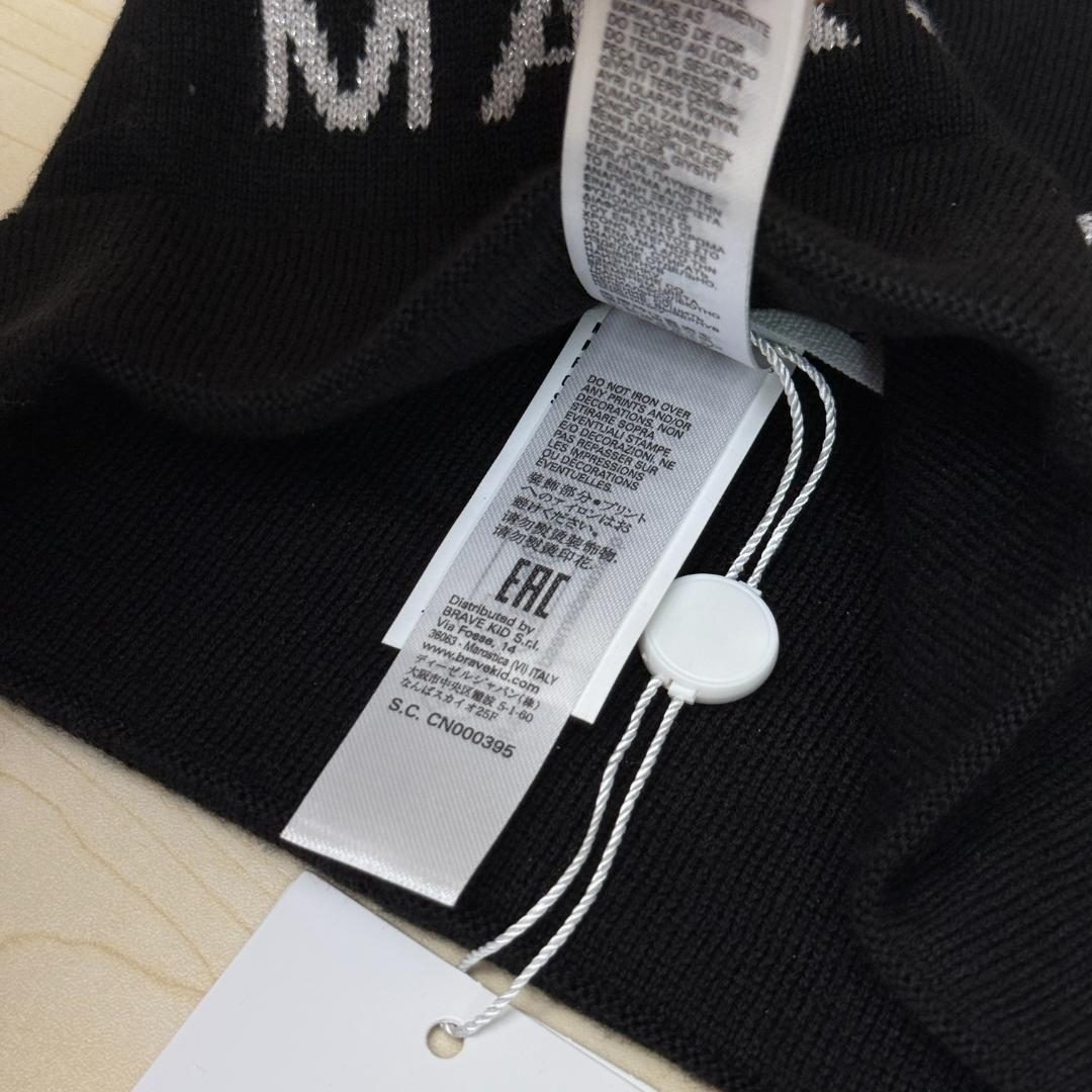 極美品 MM6 エムエムシックス メゾンマルジェラ ニット帽 ブラック ロゴ