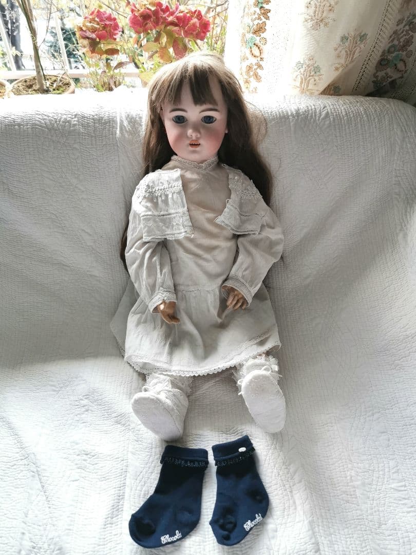 アンティークドイツ シモン＆ハルビック 美少女ビスクドール コットンドレスボレロ