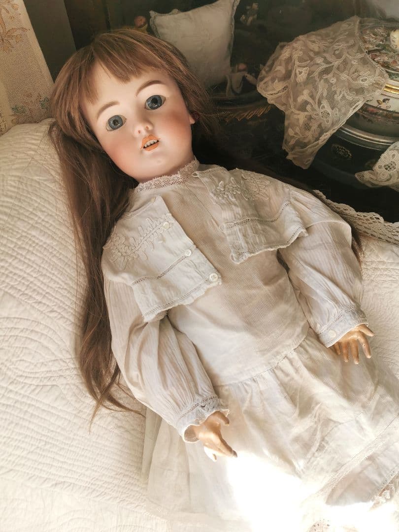 アンティークドイツ シモン＆ハルビック 美少女ビスクドール コットンドレスボレロ
