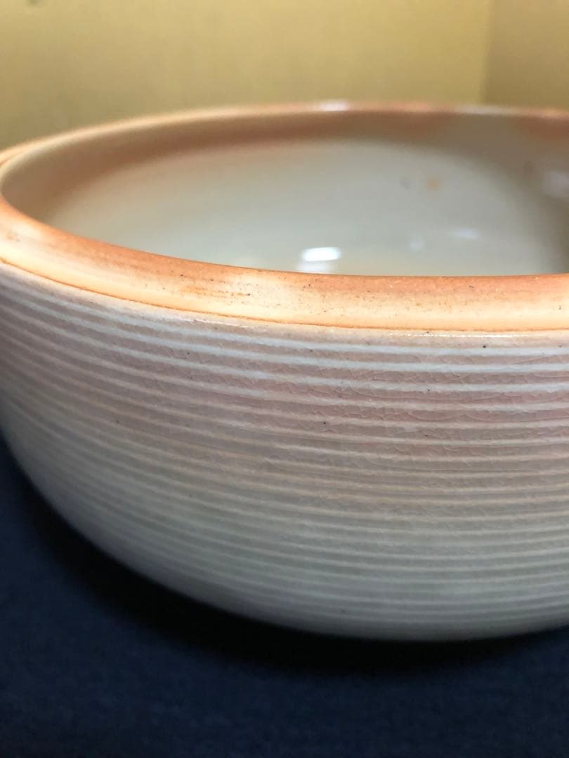 《レ》萩焼 糸目食篭 蓋裏若松 十五代 坂倉新兵衛造 共布共箱　251030う2