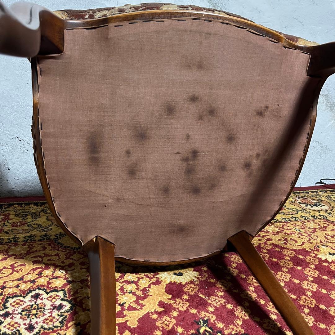 激レア【カリモク】 ロココ調 猫脚 ヴィンテージチェア 椅子 金華山織②