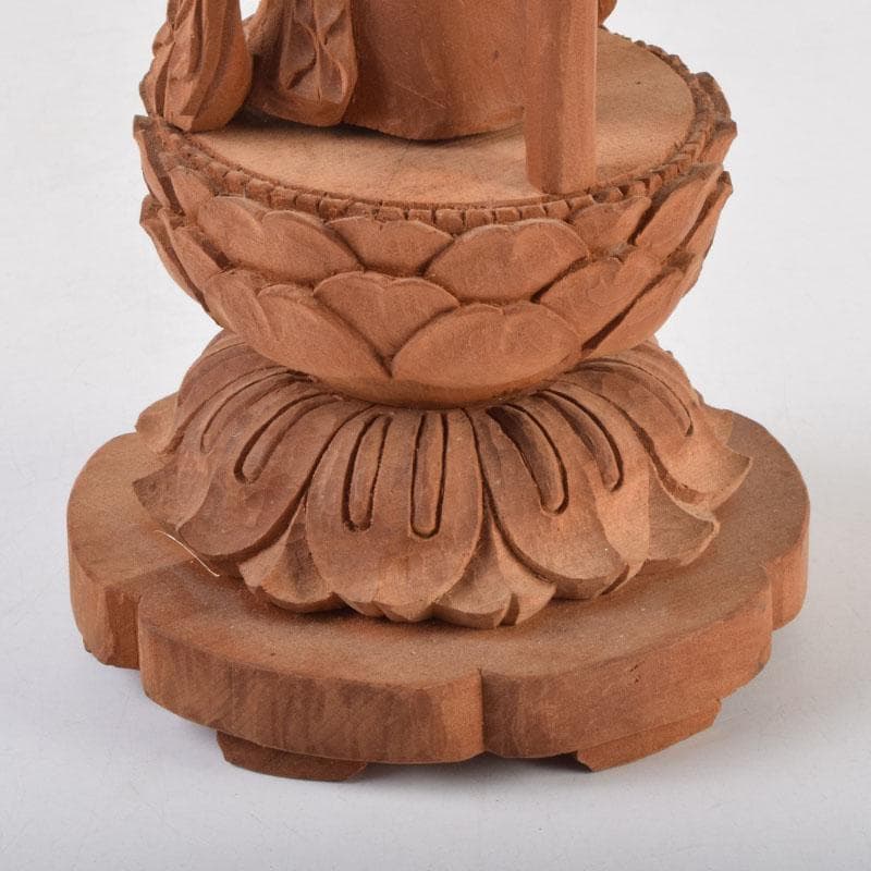 仏教美術　木彫　観音菩薩立像　仏像　置物　在銘　高さ約46cm　V　8764