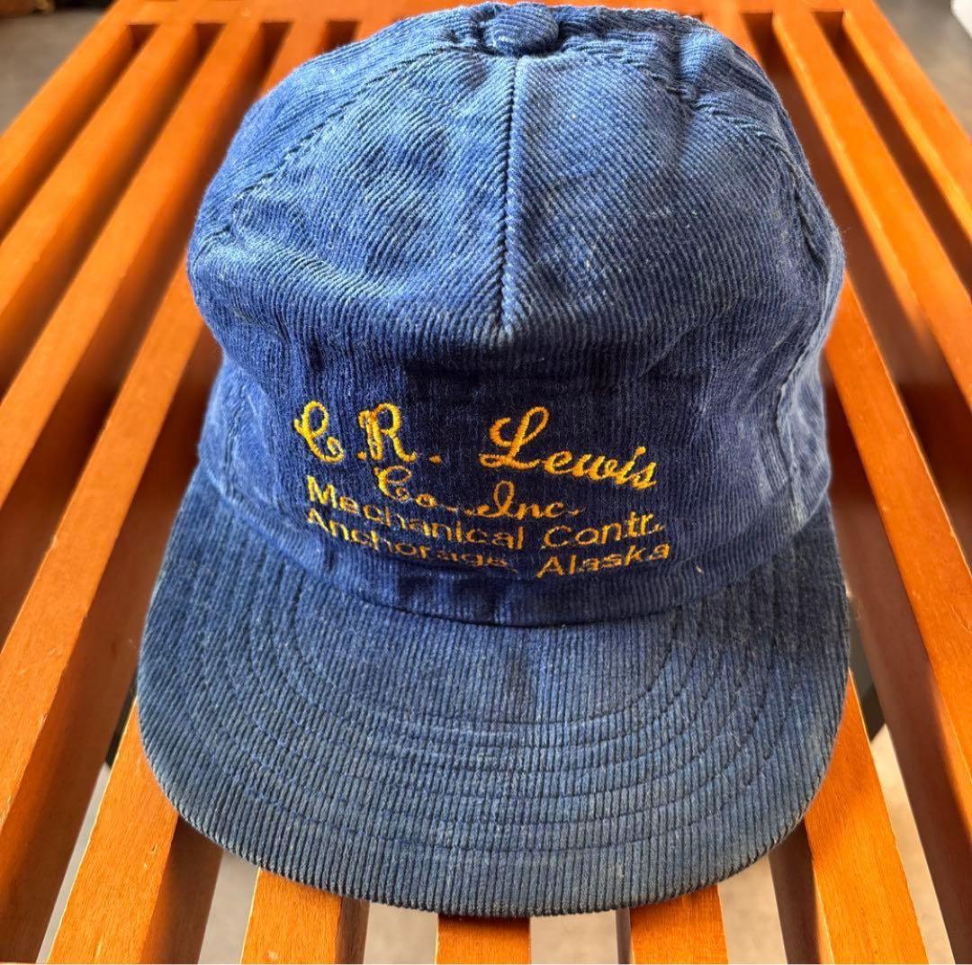 80s USA製 コーデュロイキャップ ブルー トラッカーキャップ BH98