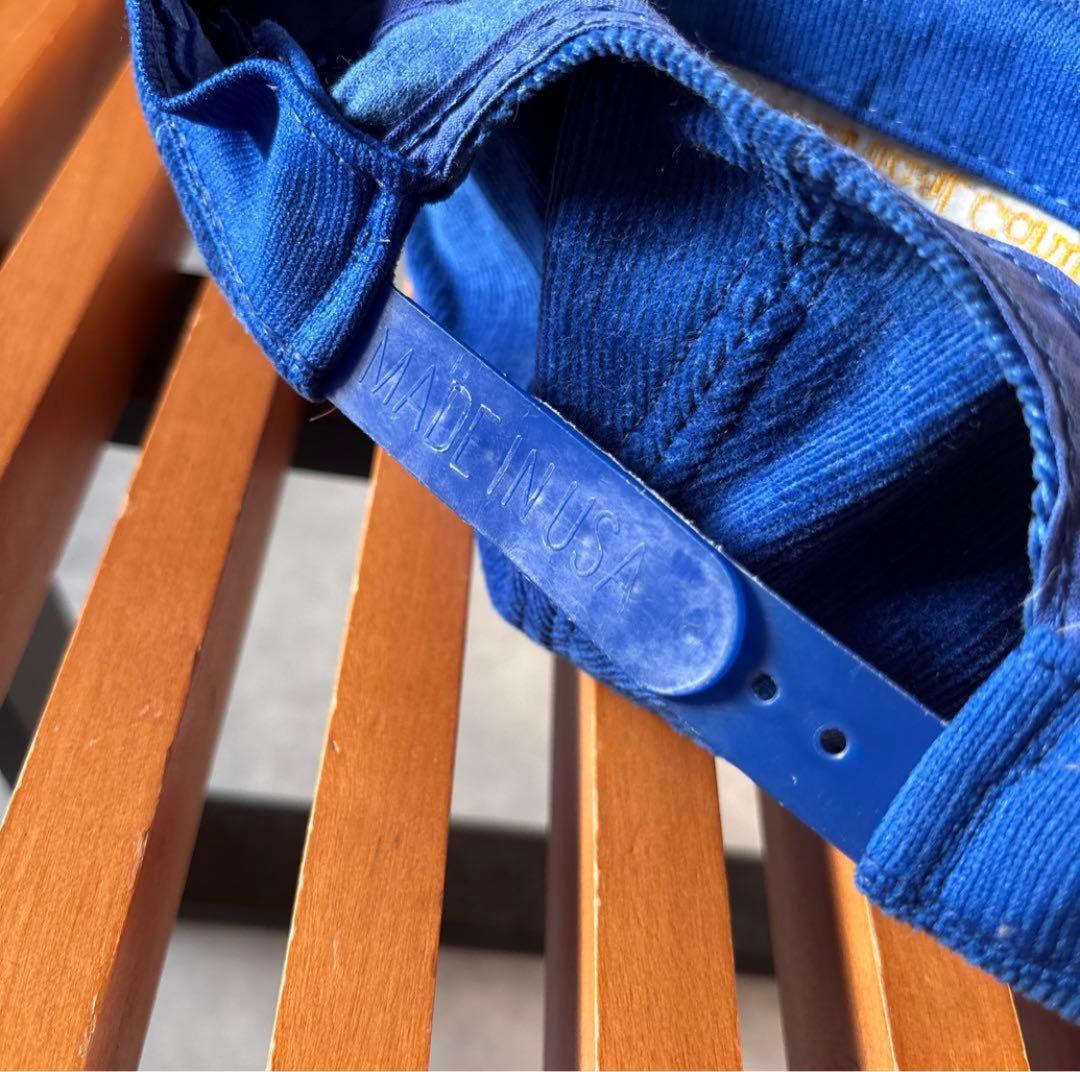 80s USA製 コーデュロイキャップ ブルー トラッカーキャップ BH98