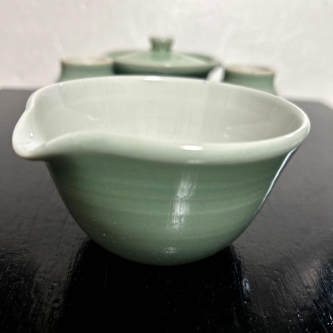 新品　朝日焼 朝日豊斎 松林豊斎　青磁　宝瓶 湯冷し　茶碗　煎茶道具　遠州七窯