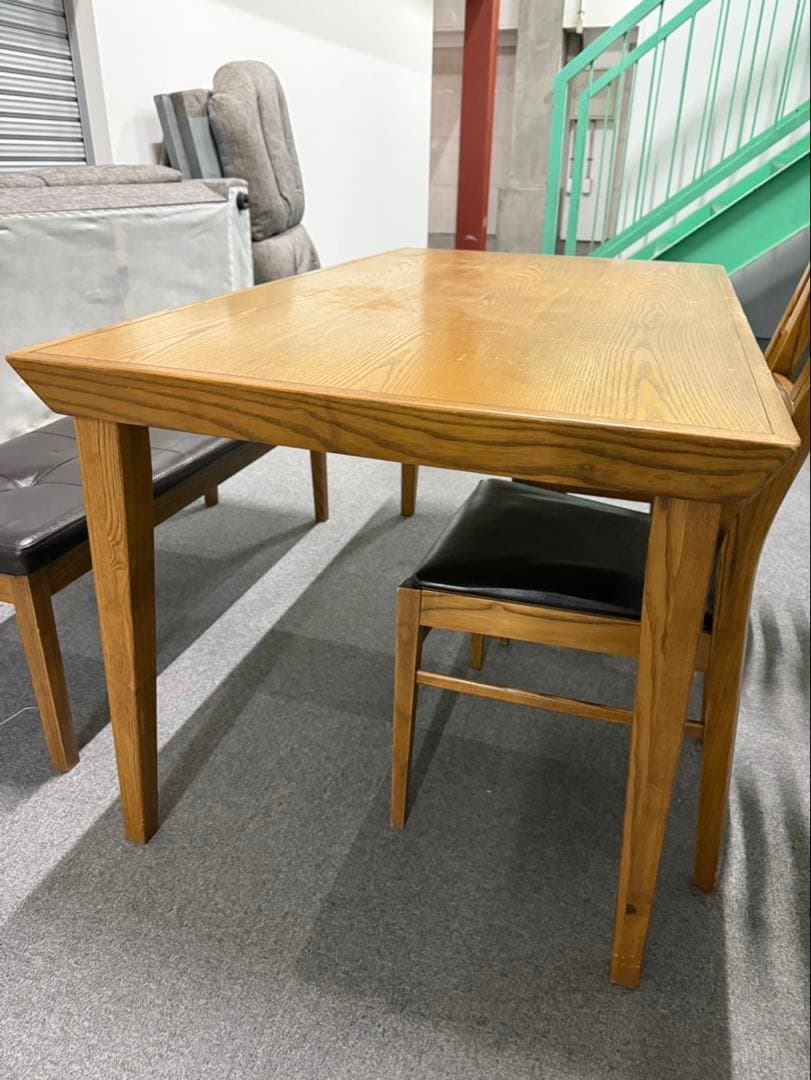 清美堂　ダイニングテーブル&イス２脚、ベンチセット　※直接引取、近隣配送限定