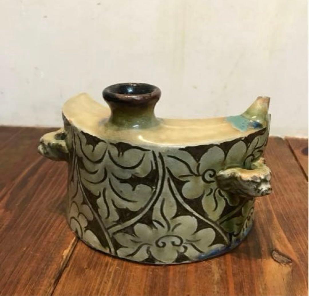 美品　抱瓶　焼物　沖縄　酒器　陶芸　飾りの持ち手が素敵な　丁寧なつくり