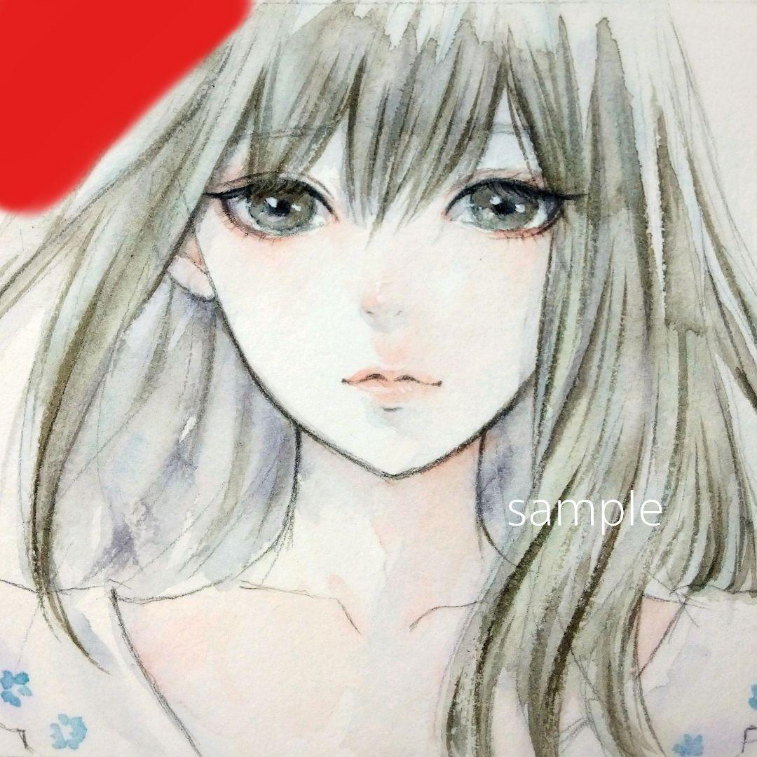 絵画　手描きイラスト　肉筆原画　水彩画　美人画