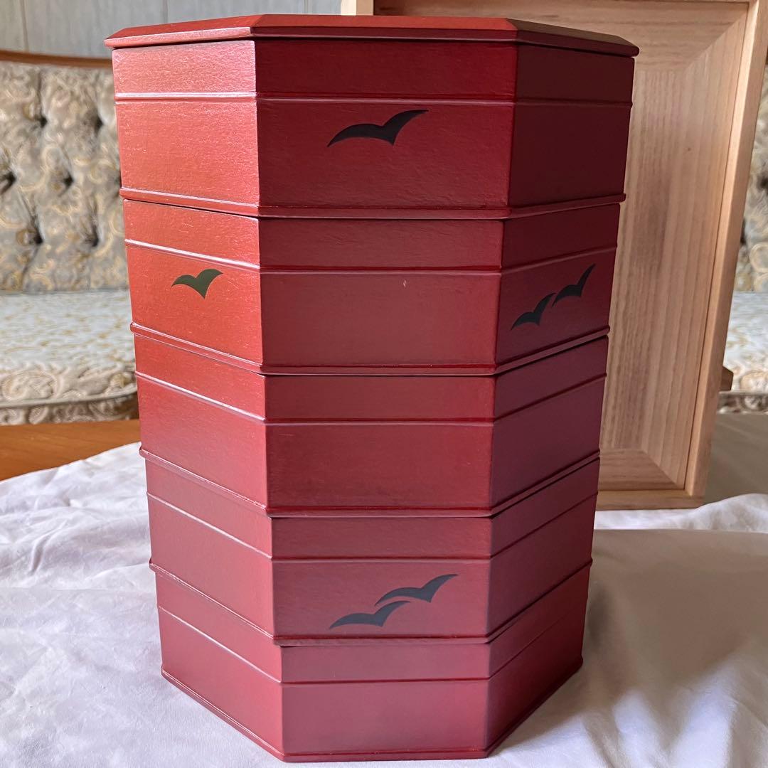 象彦 茶道具 縁高 五段重 八角 雁