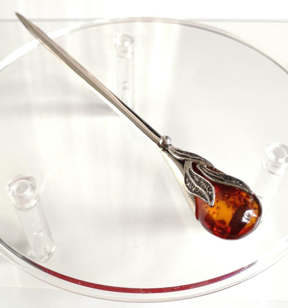 アンティーク銀ホールマーク刻印 1920s 希少 ペーパーナイフ 琥珀 775