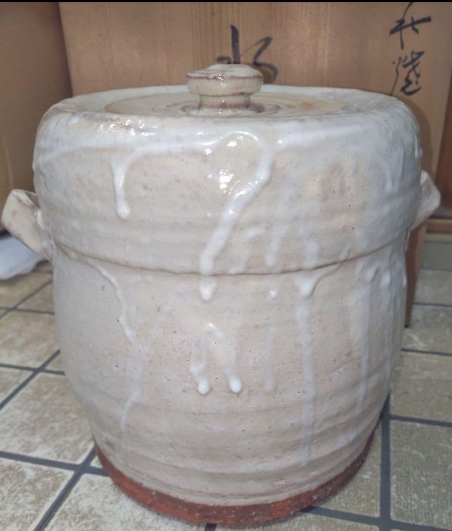 アンティーク【萩焼】耳付水指 ★茶道具★木箱付き