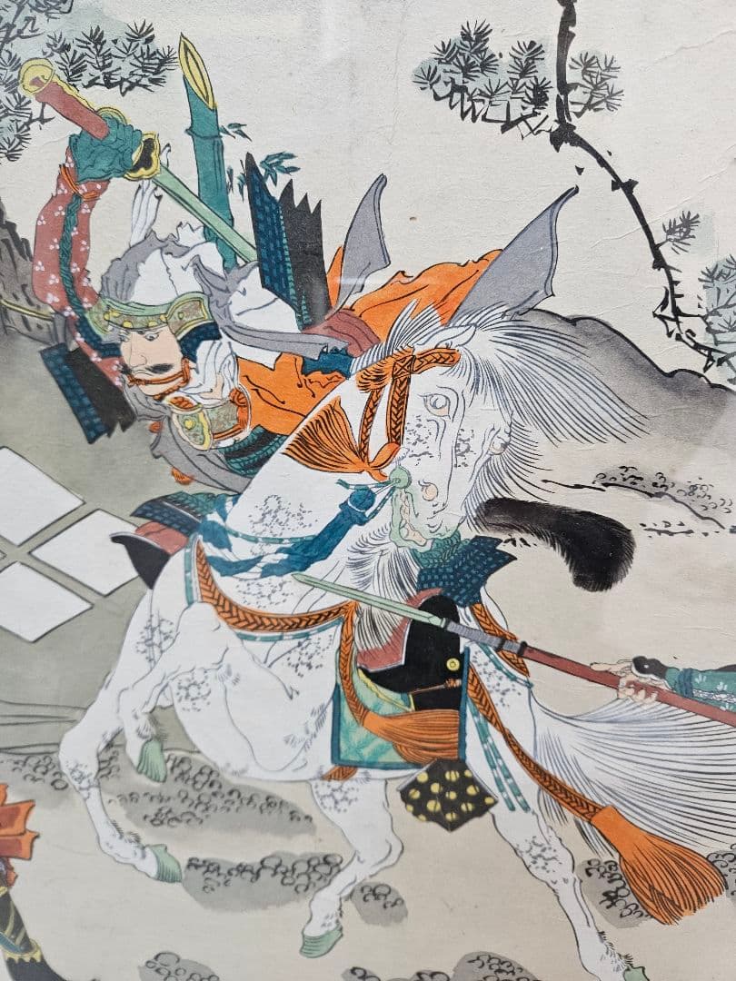 川中嶋激戦之図 浮世絵肉筆 錦絵 木額