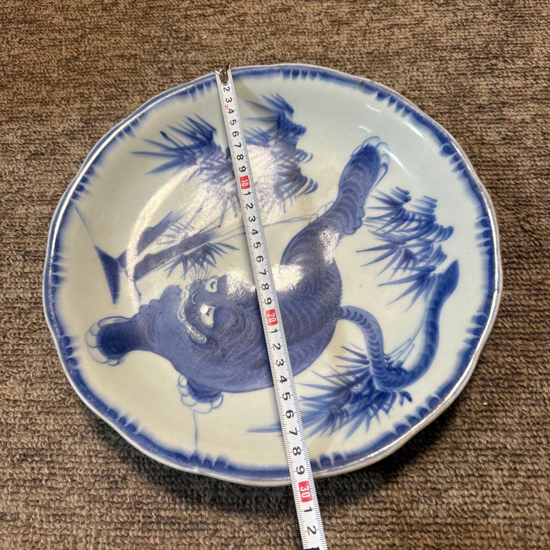 古伊万里　染付　志田焼　竹虎文　大皿