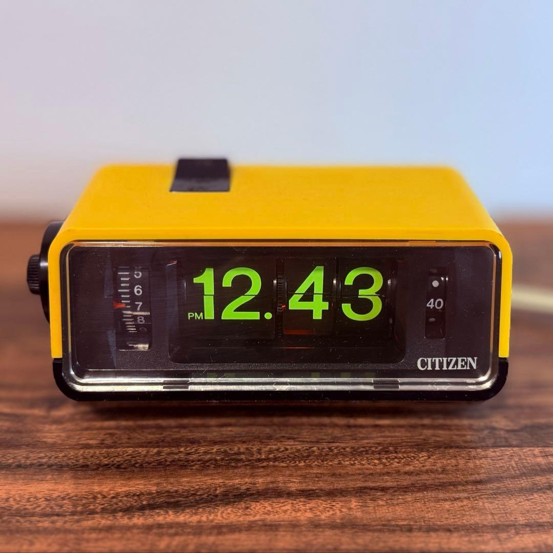 【メンテ済み・動作正常】CITIZENパタパタ時計 ハイリーフ・カーチス黄黒
