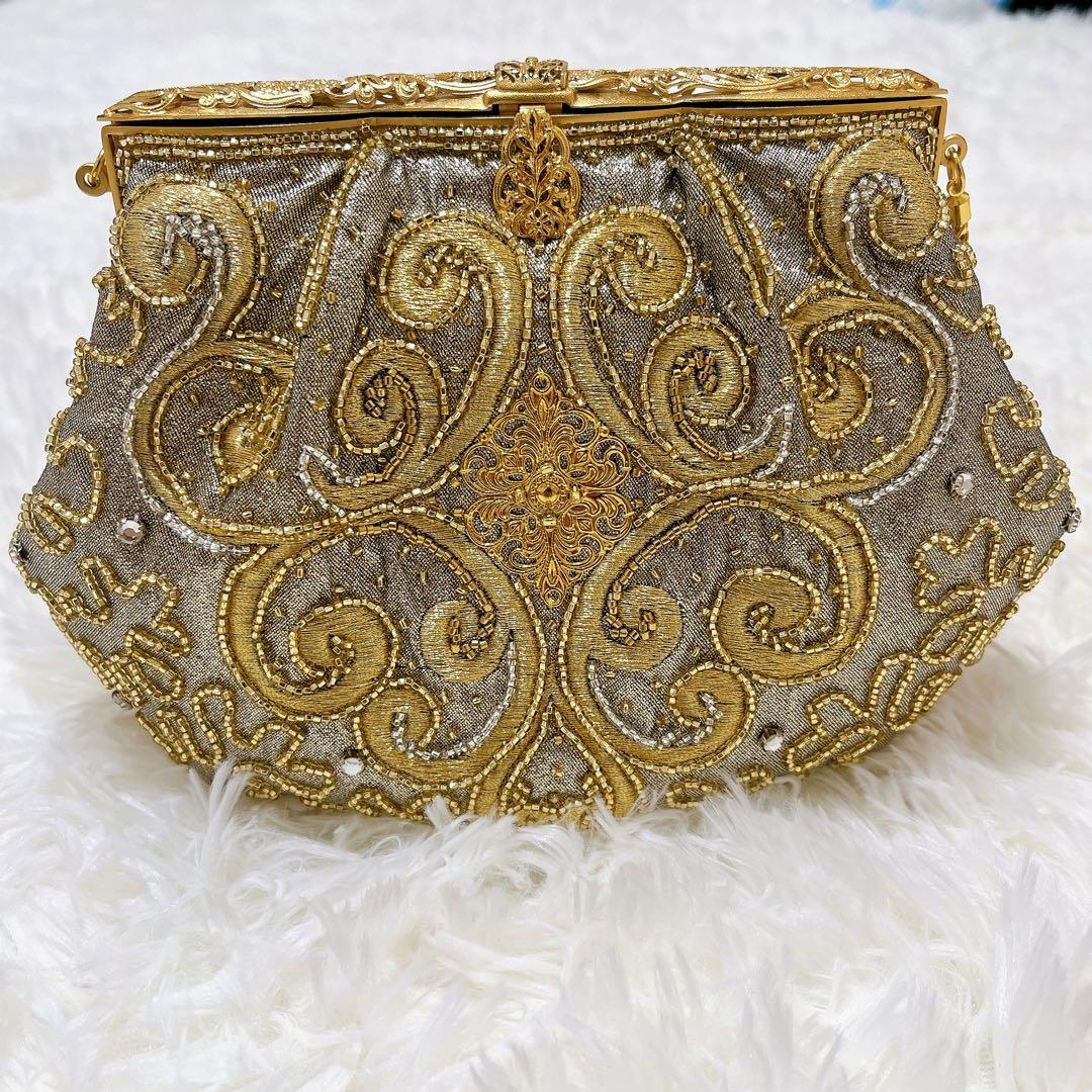 花井幸子　YUKIKO HANAI ビーズ刺繍 パーティーバッグ　美品