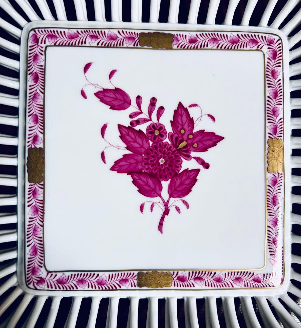 ヘレンド　ヌードルワーク　スパゲッティワーク　透編　ヘレンド アポニー　ピンク